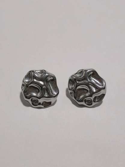 Brincos Redondos Efeito Enrugado