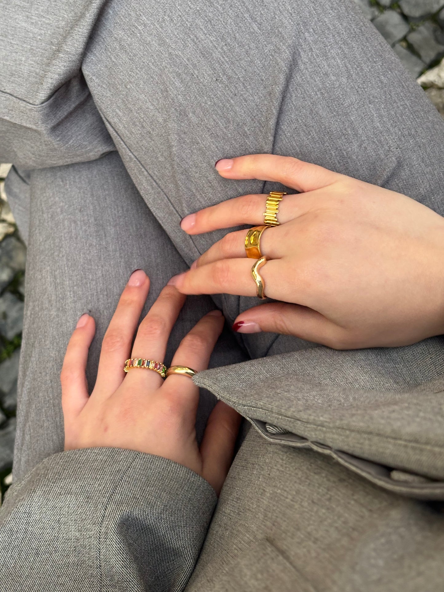 Anel Enrugado Dourado