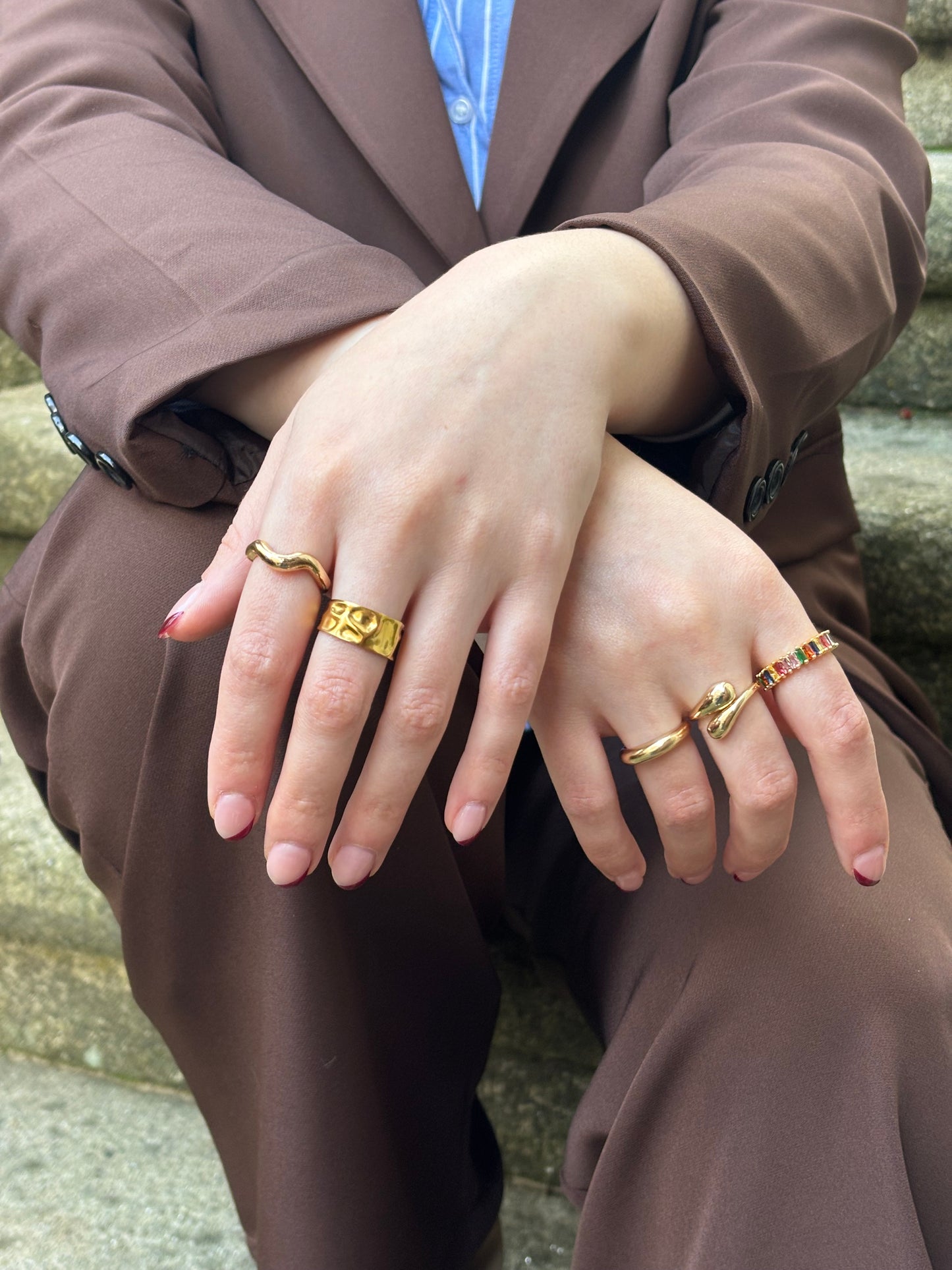 Anel Enrugado Dourado